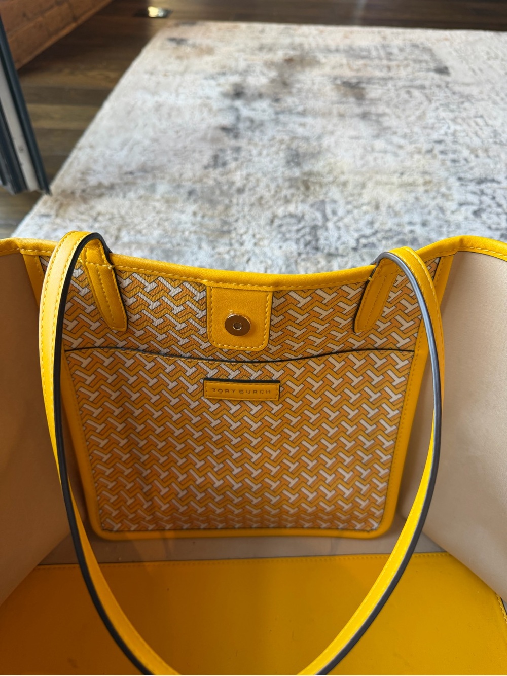 Tory Burch Hugh Tote Bag | Yellow - Picture 7 of 9
